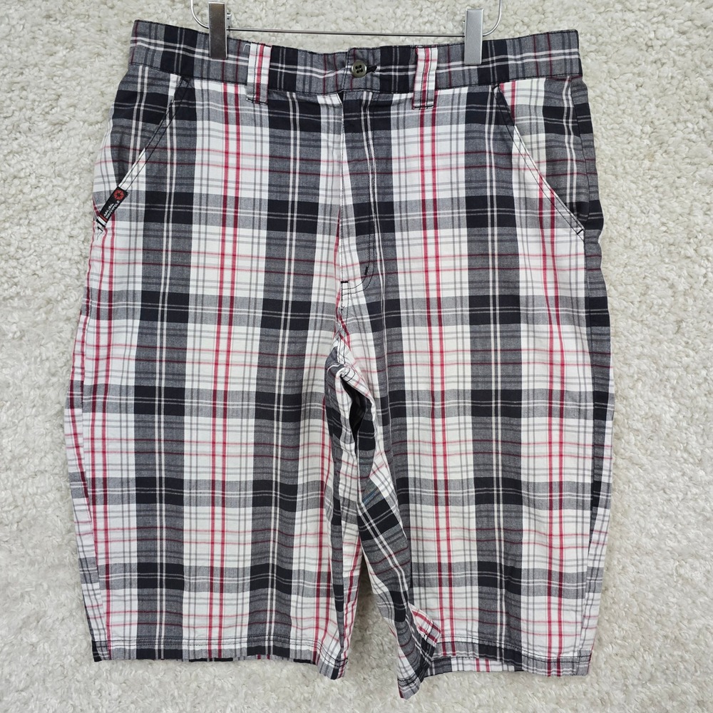 Southpole Plaid Shorts Mens 34 Red Black White Y2K Skater Streetwear‎ Casual